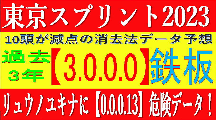 東京スプリント2023（大井競馬）消去法予想｜リュウノユキナに【0.0.0.13】危険データ！