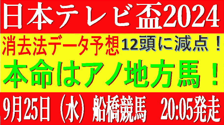 日本テレビ盃2024（船橋競馬）｜12頭に減点！消去法データ予想