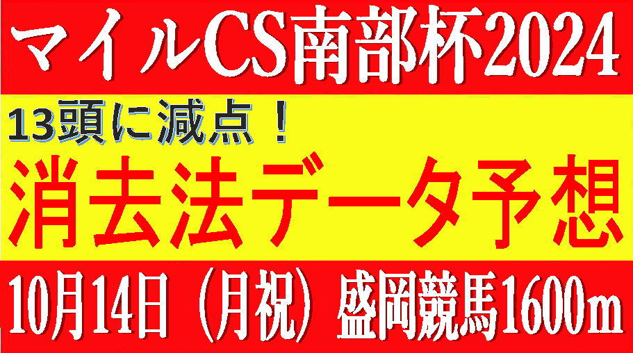 マイルチャンピオンシップ南部杯2024（盛岡競馬）｜13頭に減点！消去法データ予想