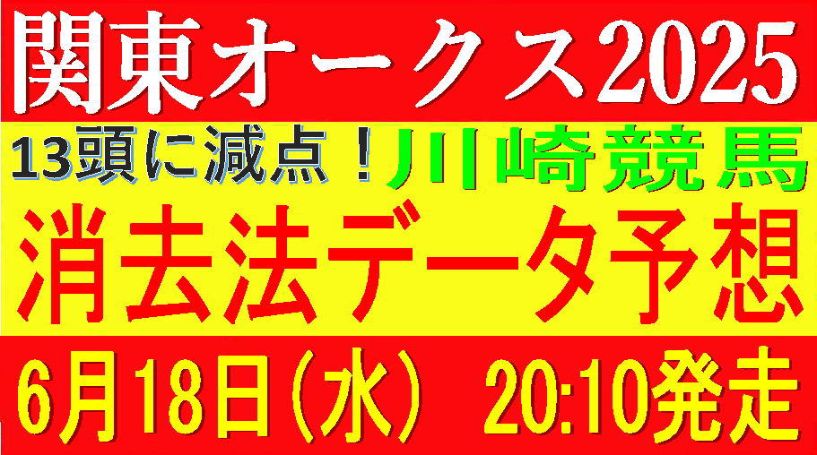 関東オークス2025（川崎競馬）｜13頭に減点！消去法データ予想