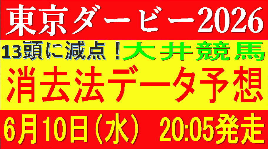 東京ダービー2026（大井競馬）｜13頭に減点！消去法データ予想